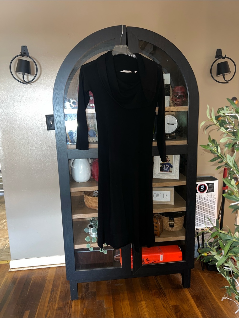 Soft Surroundings Black Long Sleeve Cowl Neck Dress EUC XS